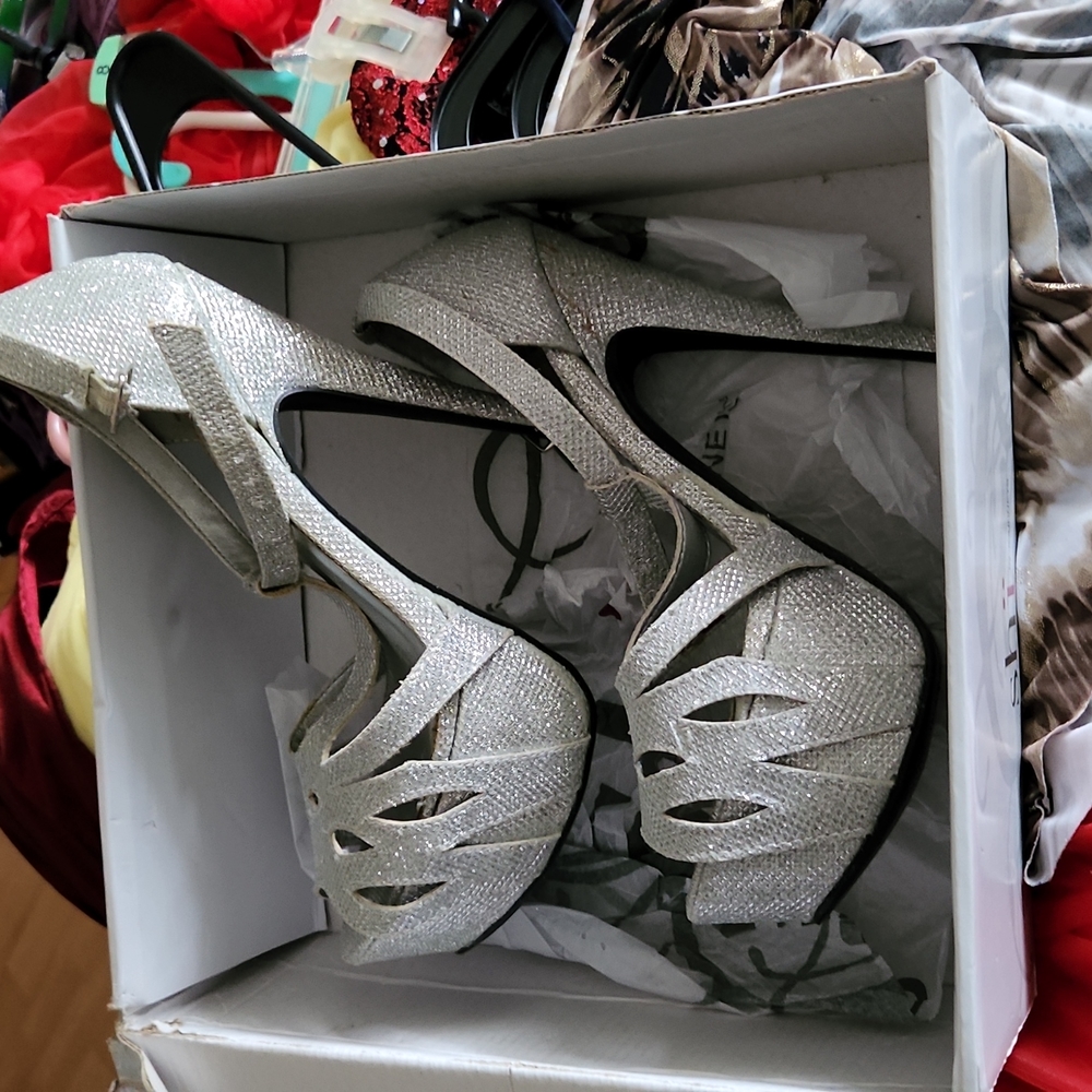 Silver High Heels Size 6.5
